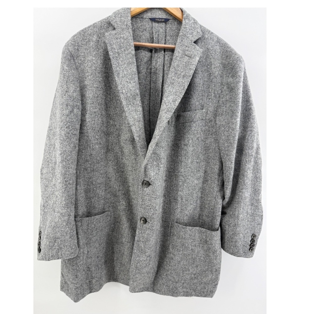 Brooks Brothers Ferla Italian Wool Gray Herringbone Sport Coat 48R Made in USA